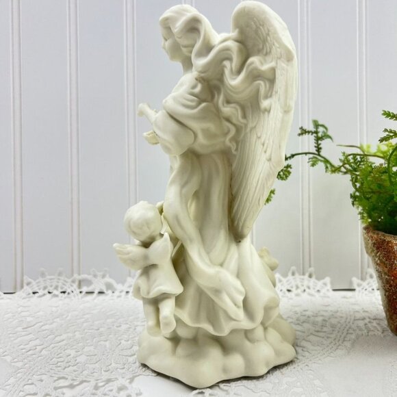 Partylite Holiday Taper Candleholder Figurine Statue Bisque "Angel Of Light" - Picture 5 of 11